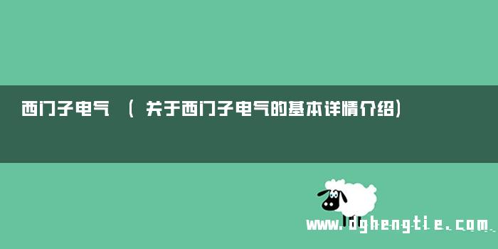 西门子电气 (关于西门子电气的基本详情介绍)